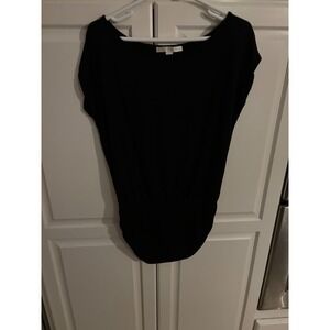 Boston Proper Black Ruched Short Sleeve Top Womens‎ Size M Casual